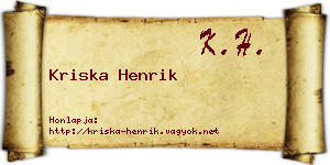 Kriska Henrik névjegykártya